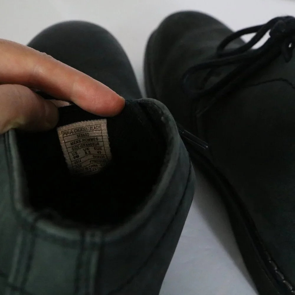Sebago Reese‎ Chukka Boots Mens 9 Black Leather Lace Up Low Top Comfort